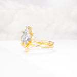 Kite Cut Moissanite Engagement Ring Set with Lotus Tiara Enhancer - Rose-Gold