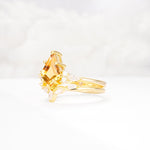 Kite Cut Citrine Engagement Ring Set with Lotus Tiara Enhancer - Rose-Gold