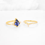 Kite Cut Tanzanite Engagement Ring Set with Lotus Tiara Enhancer - Additional view