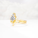 Kite Cut Lab Diamond Engagement Ring Set with Lotus Tiara Enhancer - Rose-Gold