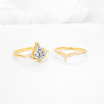 Kite Cut Lab Diamond Engagement Ring Set with Lotus Tiara Enhancer - Additional view