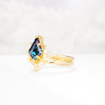 Kite Cut Alexandrite Engagement Ring Set with Lotus Tiara Enhancer - Rose-Gold