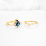 Kite Cut Alexandrite Engagement Ring Set with Lotus Tiara Enhancer - Additional view