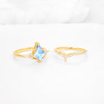 Kite Cut Moonstone Engagement Ring Set with Lotus Tiara Enhancer - Additional view