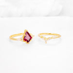 Kite Cut Ruby Engagement Ring Set with Lotus Tiara Enhancer - Additional view