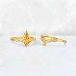 Kite Cut Citrine Leaf Chevron Bridal Ring Set - Additional view