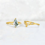 Kite Cut Moss Agate Leaf Chevron Bridal Ring Set - Additional view