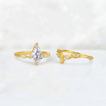 Kite Cut Lab Diamond Leaf Chevron Bridal Ring Set - Additional view