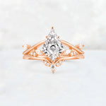 Kite Cut Lab Diamond Leaf Chevron Engagement Ring Set - Additional view