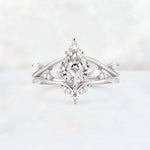 Kite Cut Lab Diamond Leaf Chevron Engagement Ring Set - Additional view