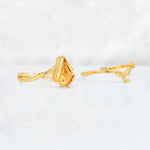 Kite Cut Citrine Leaf Chevron Engagement Ring Set - Additional view