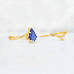 Kite Cut Tanzanite Leaf Chevron Engagement Ring Set - Additional view