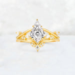Kite Cut Lab Diamond Leaf Chevron Engagement Ring Set - Additional view