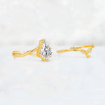 Kite Cut Lab Diamond Leaf Chevron Engagement Ring Set - Additional view
