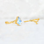 Kite Cut Moonstone Leaf Chevron Engagement Ring Set - Additional view