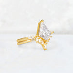 Elongated Kite Cut Moissanite Marquise & Baguette Bridal Ring Set - Rose-Gold
