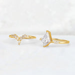 Elongated Kite Cut Moissanite Marquise & Baguette Bridal Ring Set - Additional view
