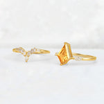 Elongated Kite Cut Citrine Marquise & Baguette Bridal Ring Set - Additional view