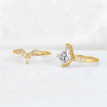 Elongated Kite Cut Lab Diamond Marquise & Baguette Bridal Ring Set - Additional view