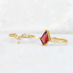 Elongated Kite Cut Garnet Marquise & Baguette Bridal Ring Set - Additional view