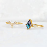 Elongated Kite Cut Alexandrite Marquise & Baguette Bridal Ring Set - Additional view