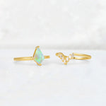 Kite Cut Fire Opal Baguette Chevron Bridal Ring Set - Additional view