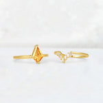 Kite Cut Citrine Baguette Chevron Bridal Ring Set - Additional view
