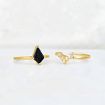 Kite Cut Black Onyx Baguette Chevron Bridal Ring Set - Additional view