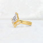 Kite Cut Lab Diamond Baguette Chevron Bridal Ring Set - Rose-Gold