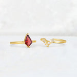 Kite Cut Garnet Baguette Chevron Bridal Ring Set - Additional view