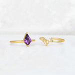 Kite Cut Amethyst Baguette Chevron Bridal Ring Set - Additional view