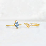 Kite Cut Aquamarine Baguette Chevron Bridal Ring Set - Additional view