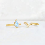 Kite Cut Moonstone Baguette Chevron Bridal Ring Set - Additional view
