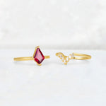 Kite Cut Ruby Baguette Chevron Bridal Ring Set - Additional view