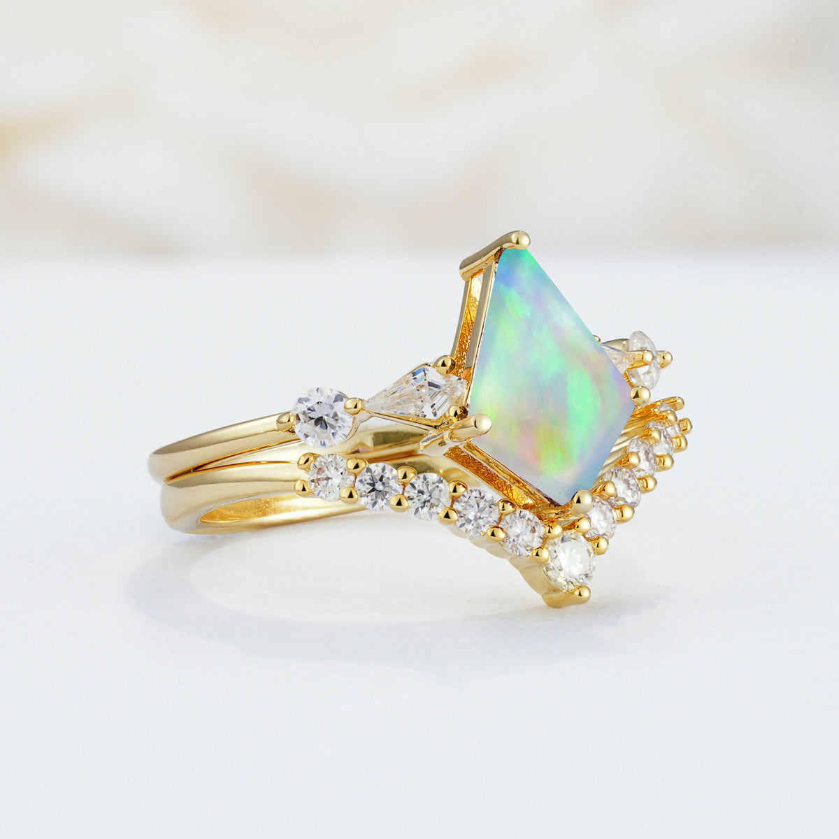 SR17101 Fire Opal Ring - White-Gold