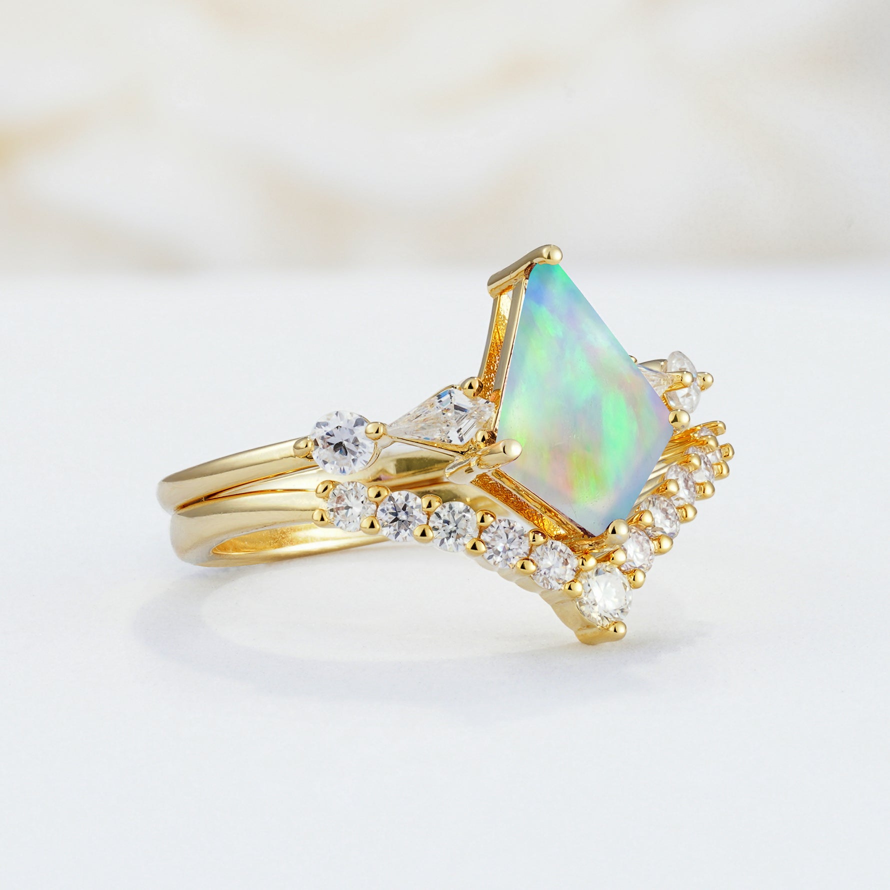 SR17101 Fire Opal Ring - White-Gold