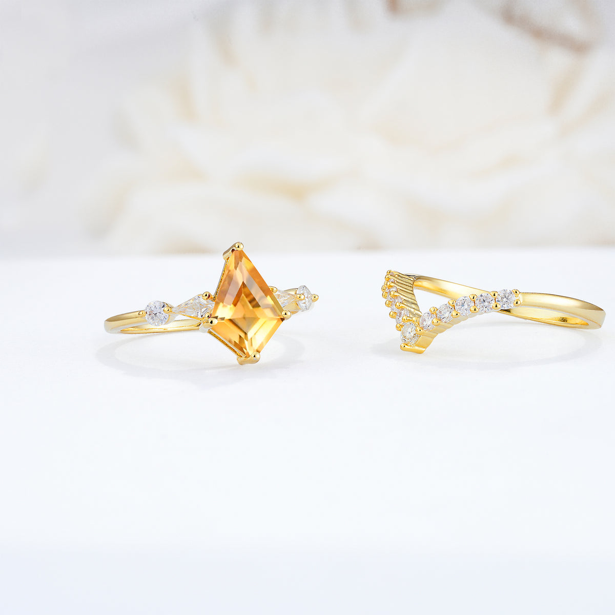 SR17101 Citrine Ring - Rose-Gold