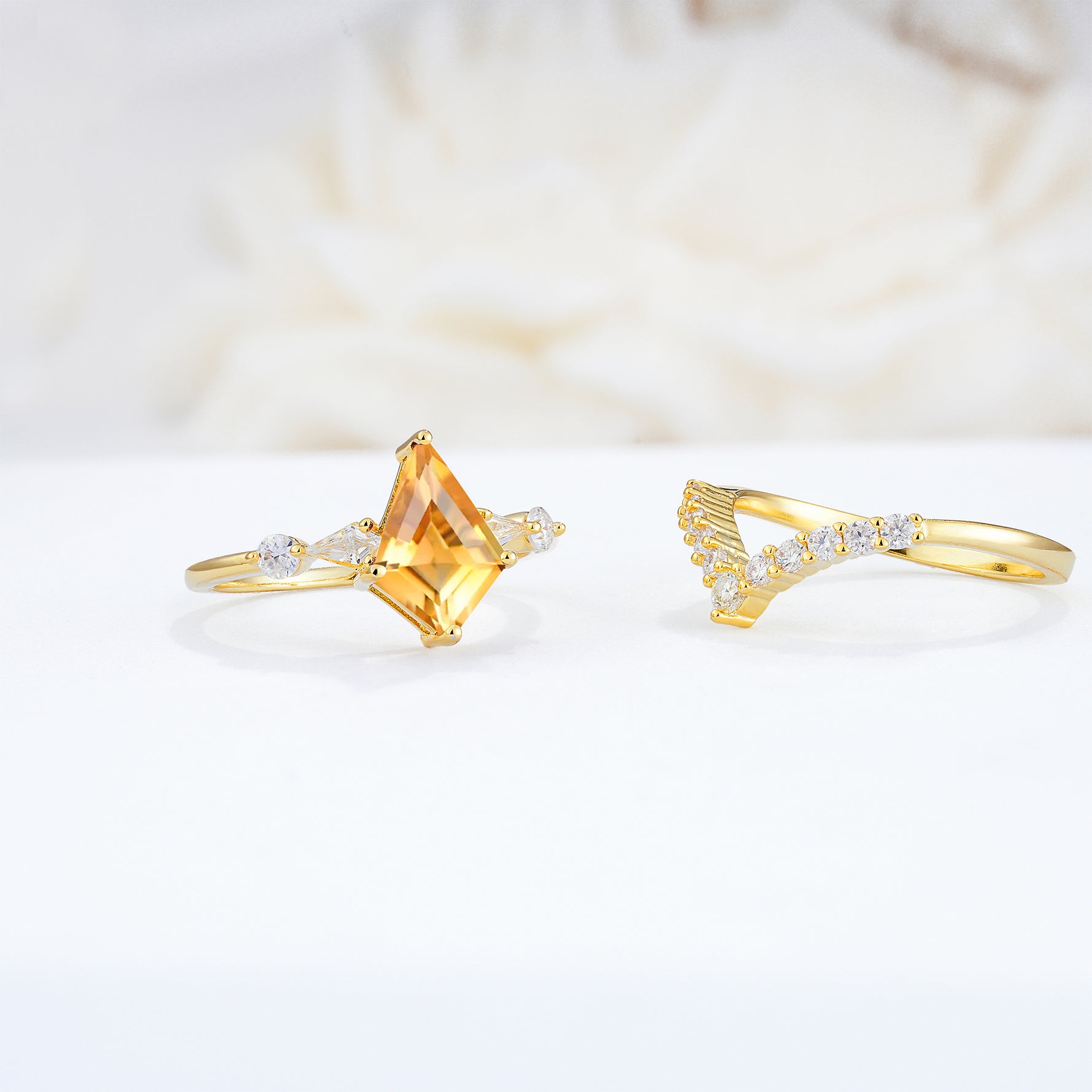 SR17101 Citrine Ring - Rose-Gold