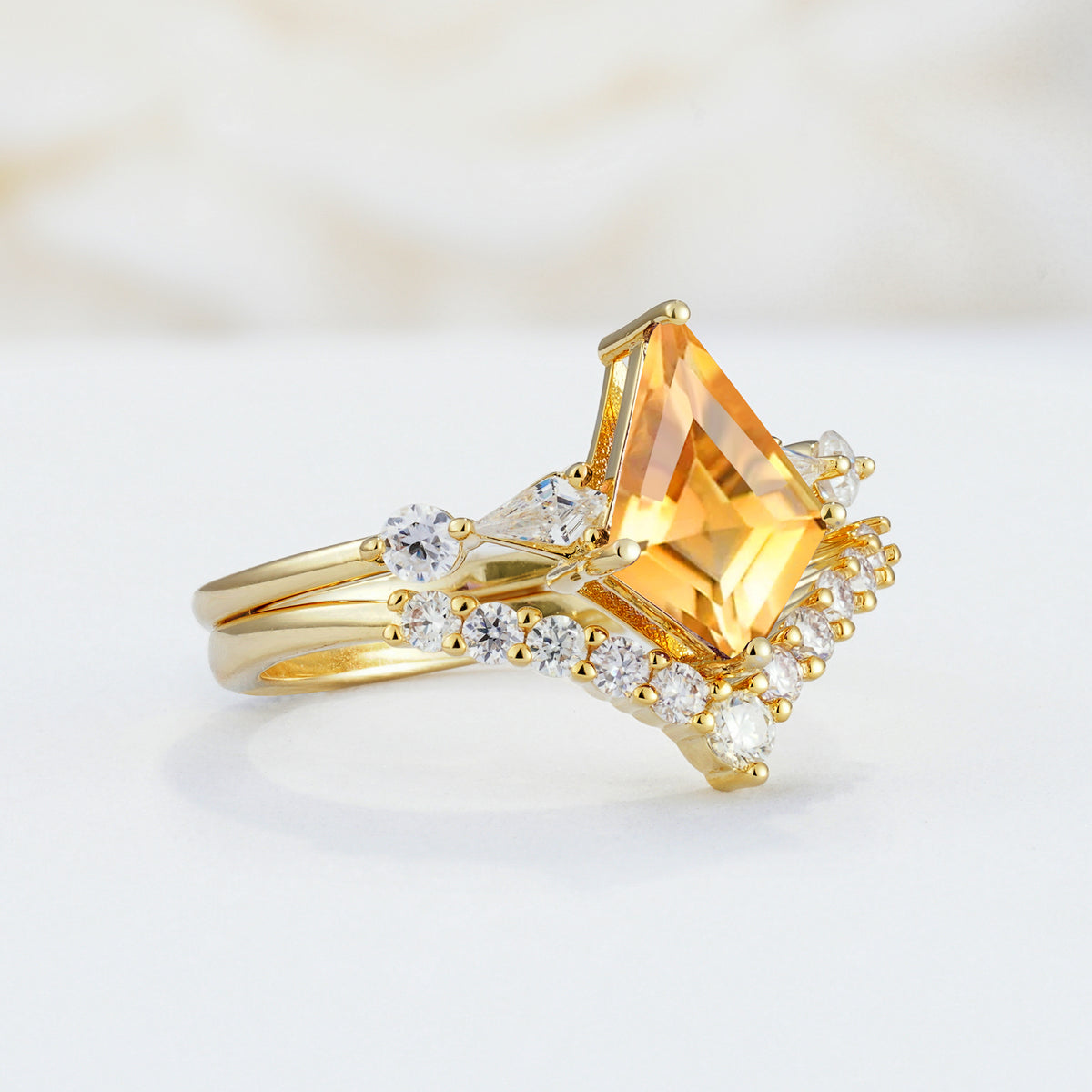 SR17101 Citrine Ring - White-Gold