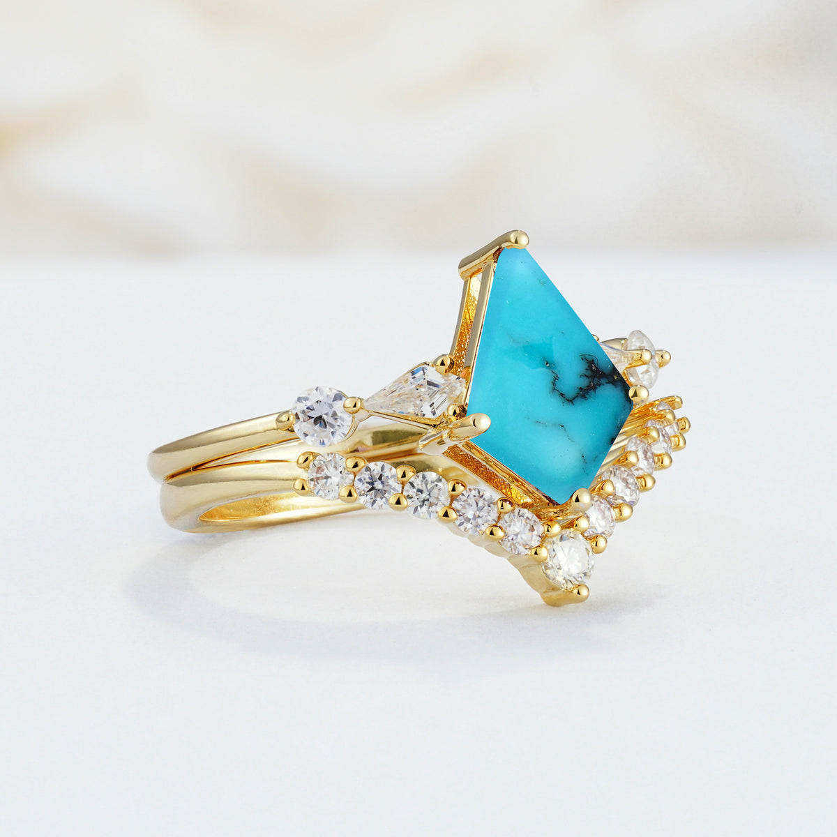 SR17101 Turquoise Ring - White-Gold