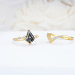 SR17101 Black Rutilated Quartz Ring - Rose-Gold