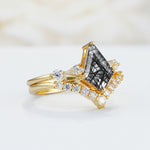 SR17101 Black Rutilated Quartz Ring - White-Gold