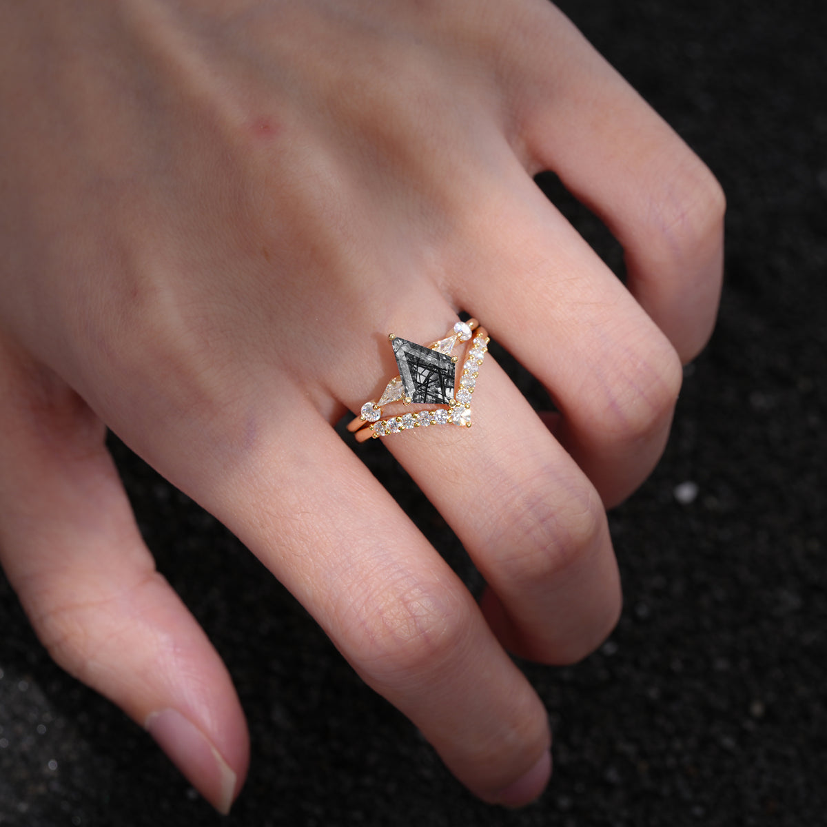 SR17101 Black Rutilated Quartz Ring - Additional view