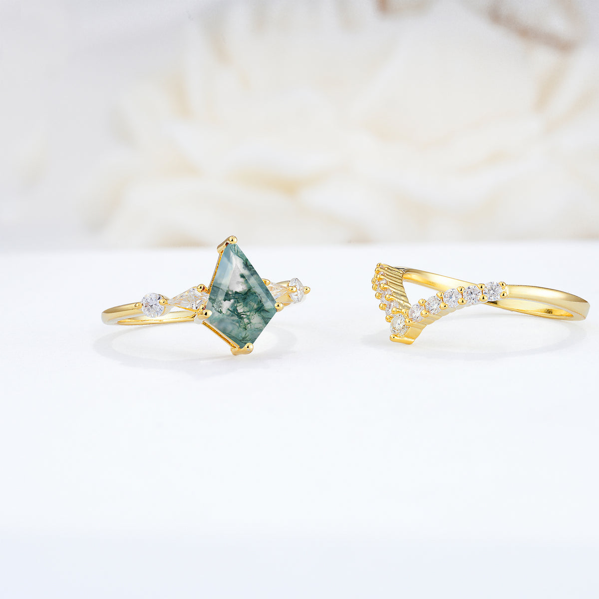 SR17101 Moss Agate Ring - Rose-Gold