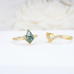 SR17101 Moss Agate Ring - Rose-Gold