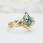 SR17101 Moss Agate Ring - White-Gold
