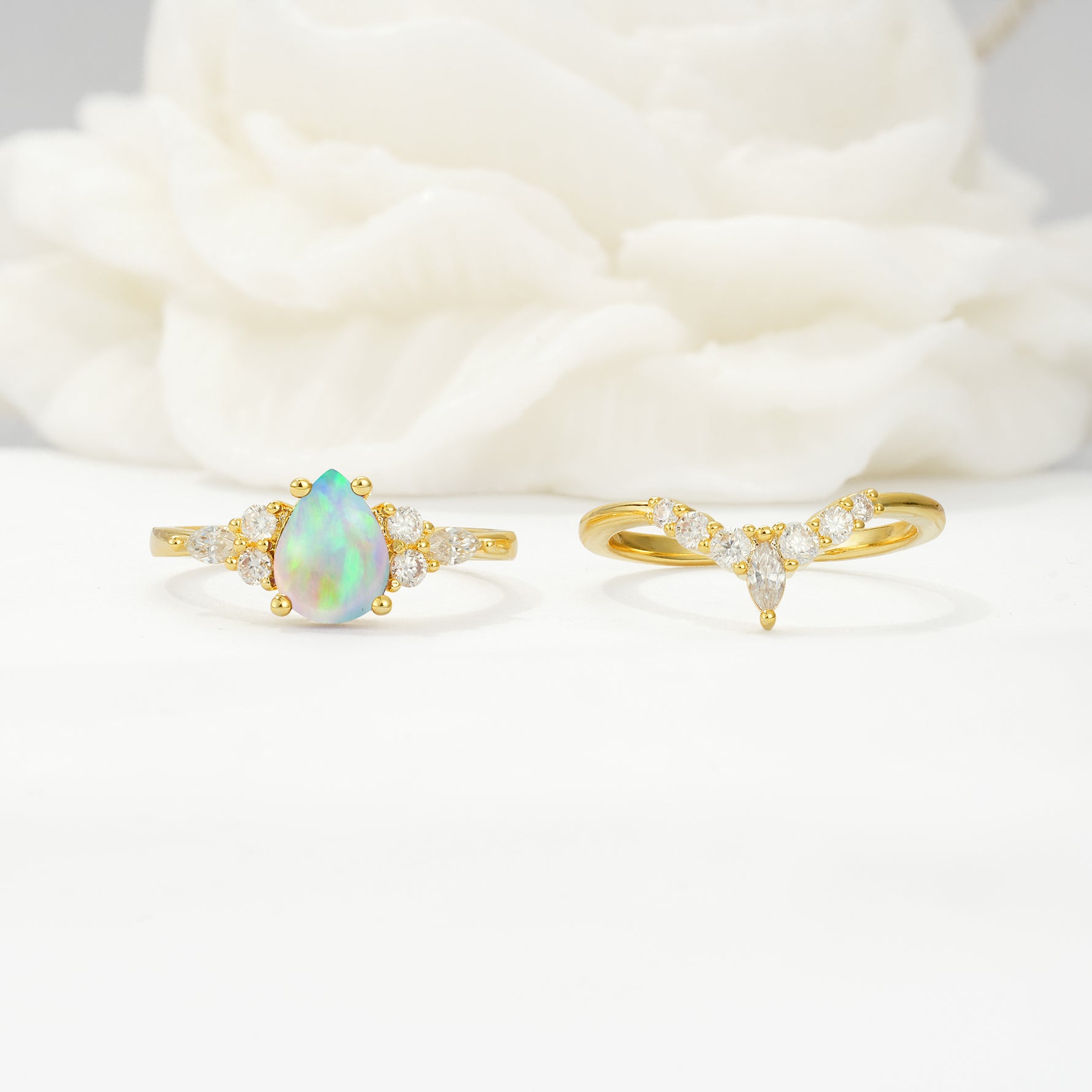 SR17103 Fire Opal Ring - White-Gold