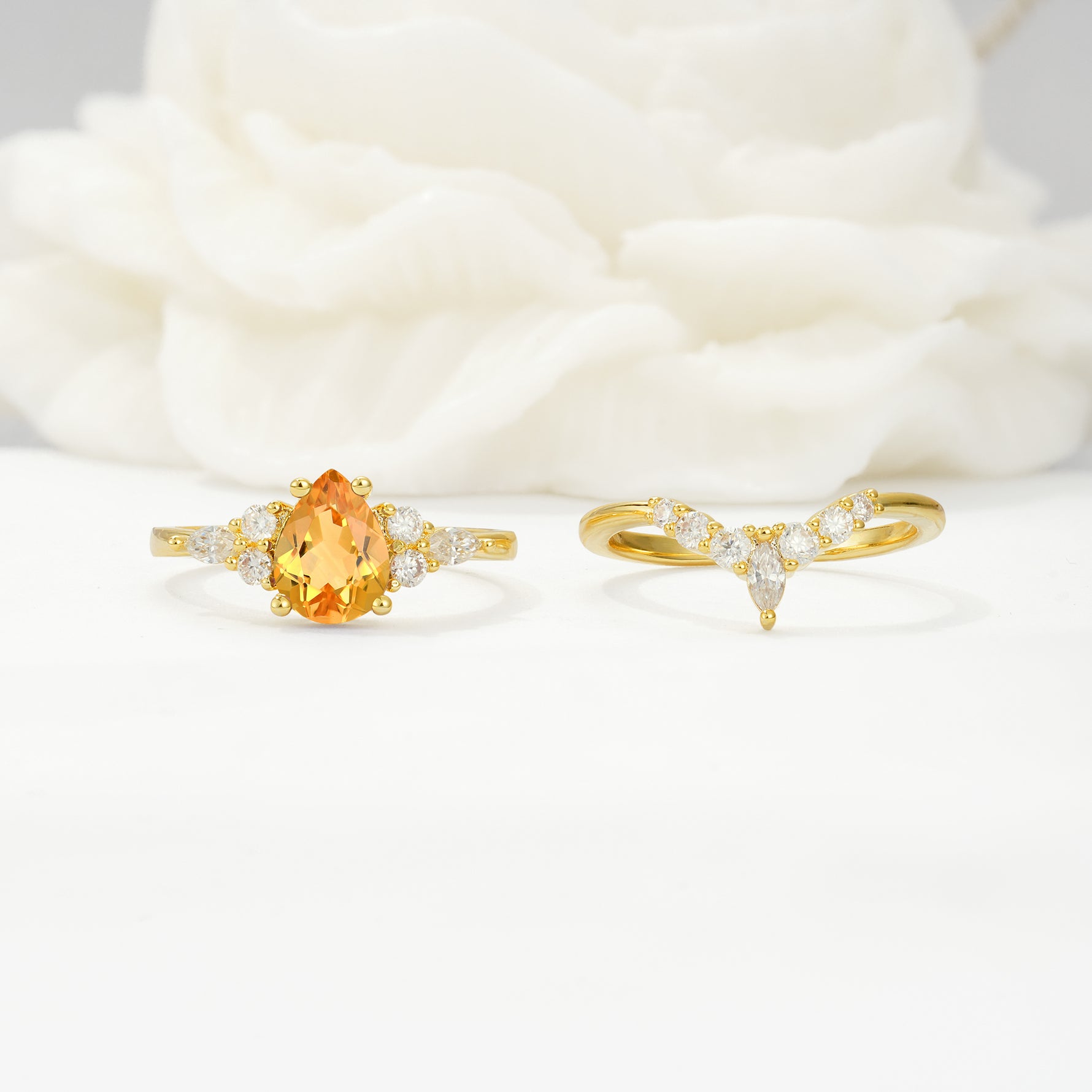 SR17103 Citrine Ring - White-Gold