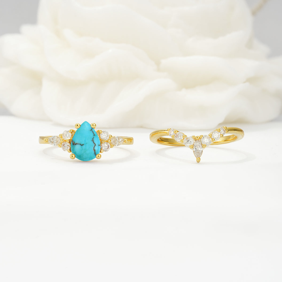 SR17103 Turquoise Ring - White-Gold
