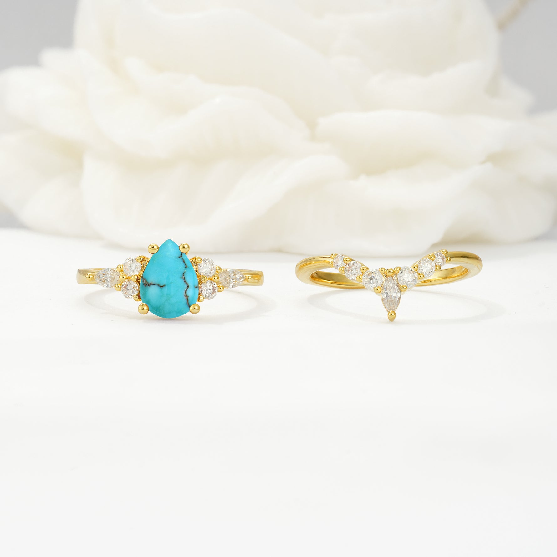 SR17103 Turquoise Ring - White-Gold